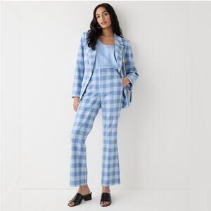 J. Crew Collection Willa Cropped Flare Pants Gingham Italian City Wool Blend NWT